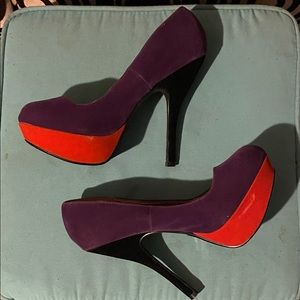 Qupid Purple and Red Stilettos High Heels Platform Round Toe Size 8 $15